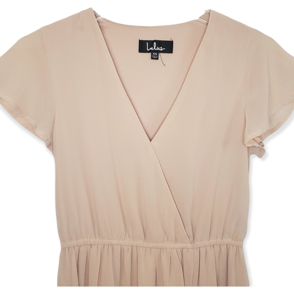 LULUS 'Lost in the Moment' Blush V-Neck High Slit Maxi Dress Size XS - Picture 7 of 14